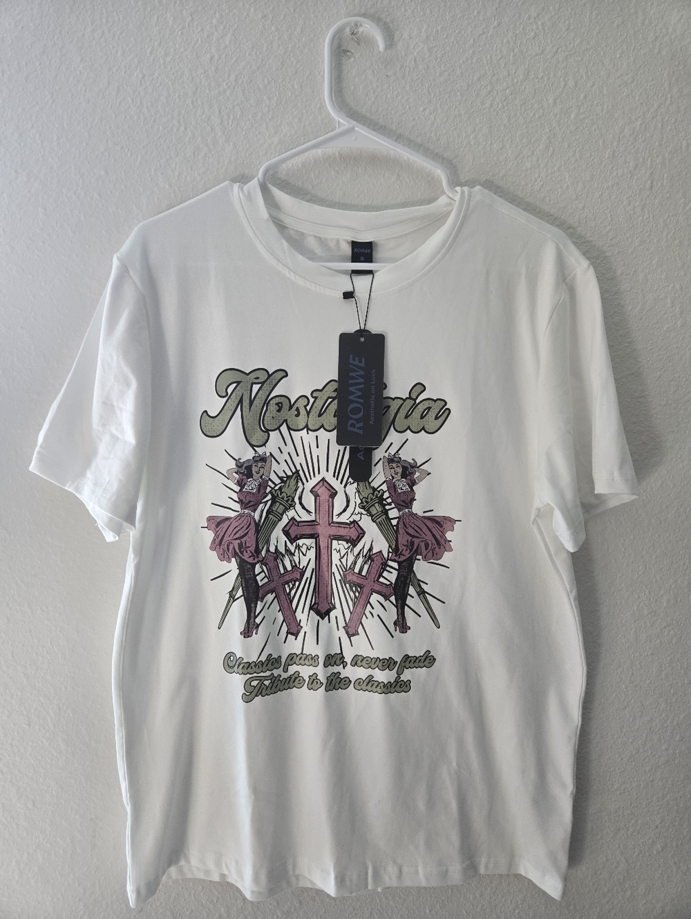 ROMWE White Graphic Cross & Dancer Print Tee